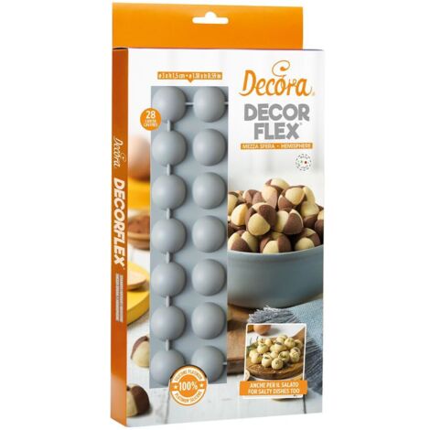 Decora 9260430 Stampo in Silicone Flessibile, di Alta qualità, da da 28 cavità, Mezza Sfera da Ø 30 X 15 H Mm, Ideale per Realizzare dolcetti o preparazioni salate Sia da Forno Che da frigo