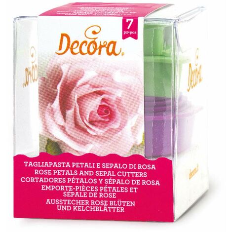Decora Confezione Tagliapasta Petali e Sepalo di Rosa, Plastica, Viola, 7 Pezzi