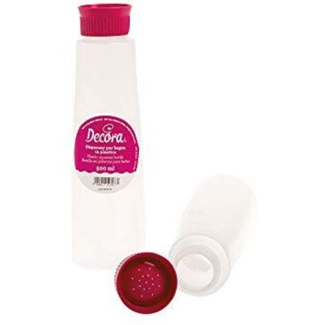 Decora Dispenser per Bagna con Tappo Bucherellato, Trasparente/Arancia, 500 ml