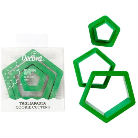 DECORA SET 3 STAMPI FORME TAGLIAPASTA TAGLIA PASTA BISCOTTI PENTAGONO