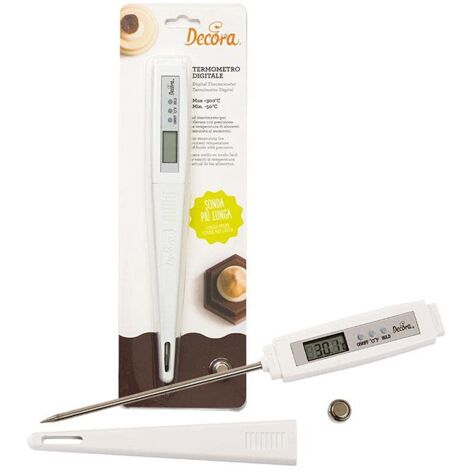 Decora Termometro Digitale, Plastica da -50° a + 300°, Bianco, Lunghezza Ago 11.5 cm