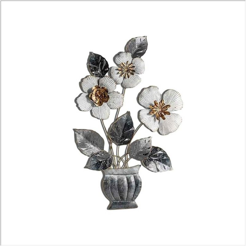 

Burkinahomedecor - Decoración de pared metalica modelo JARRÓN CON FLORES Burkina