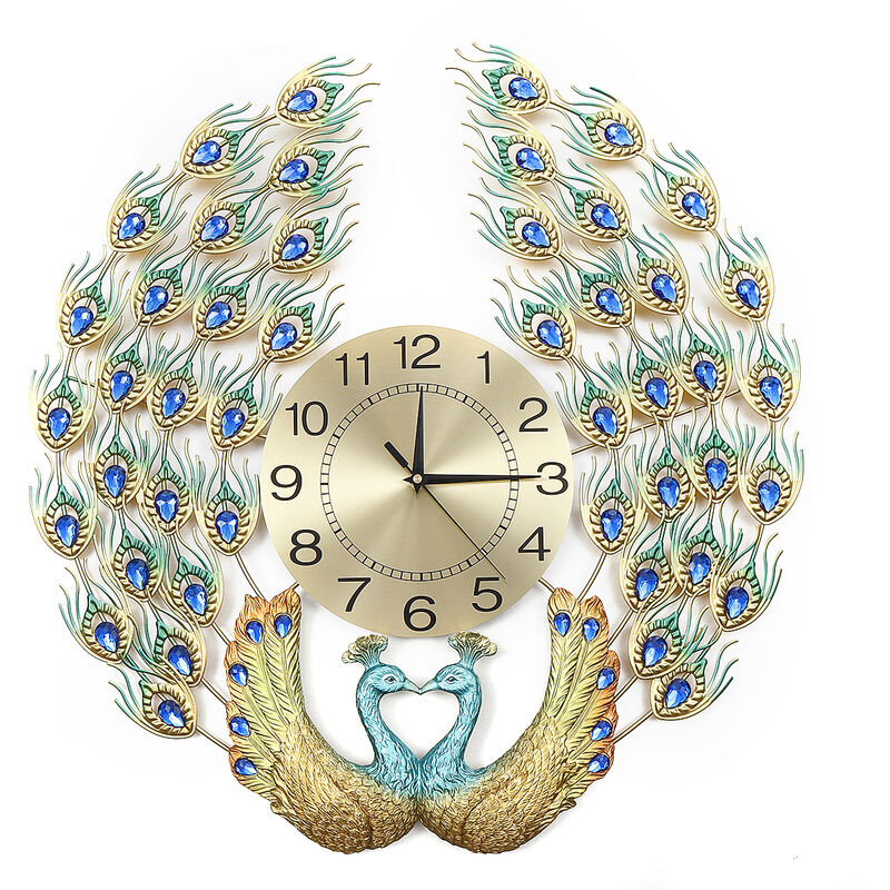 

Abcrital - Decoración del hogar Reloj de pared de pavo real Reloj de sala de estar Arte moderno