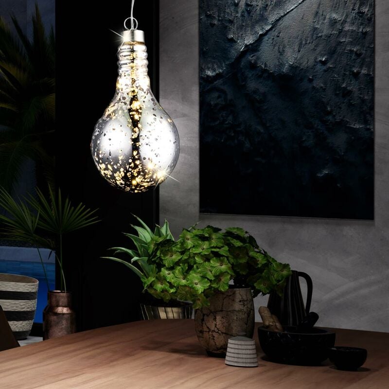

Decoración LED techo colgante bombilla diseño sala de estar batería lámpara colgante plata