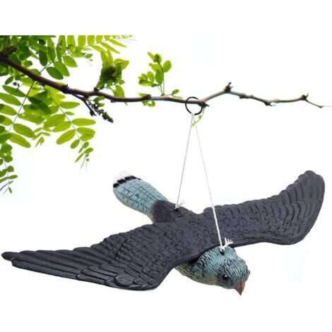 Decoración Anti-Palomas Realista, Figura de Jardín con Cuerdas Colgantes, Protección Efectiva, 34x52x9 cm