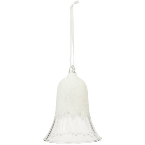 Decoración árbol de Navidad campana de cristal purpurina blanca 10cm - Atmosphera créateur d'intérieur