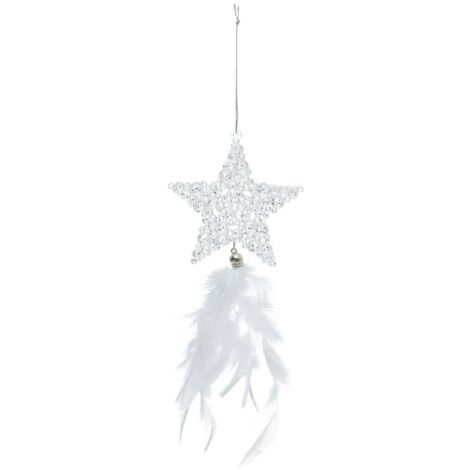 Decoración árbol de Navidad estrella perla pluma blanca 23cm - Atmosphera créateur d'intérieur