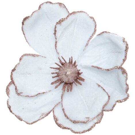 Decoración árbol de Navidad flor de magnolia blanca 16cm - Atmosphera créateur d'intérieur