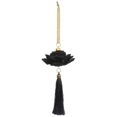 Decoración árbol de Navidad flor pompón negro 16cm - Atmosphera créateur d'intérieur