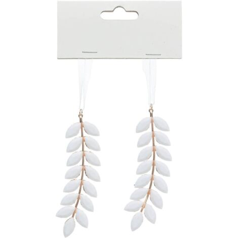 Decoración árbol de Navidad hoja x2 blanco rosa 10cm - Atmosphera créateur d'intérieur