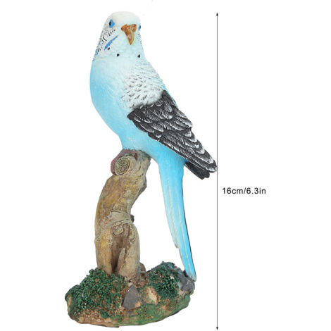 Decoración artificial [Tipo: Decoración de simulación] Decoración de jardín con forma de pájaro de resina azul, aprox. 8 x 7 x 16 cm.