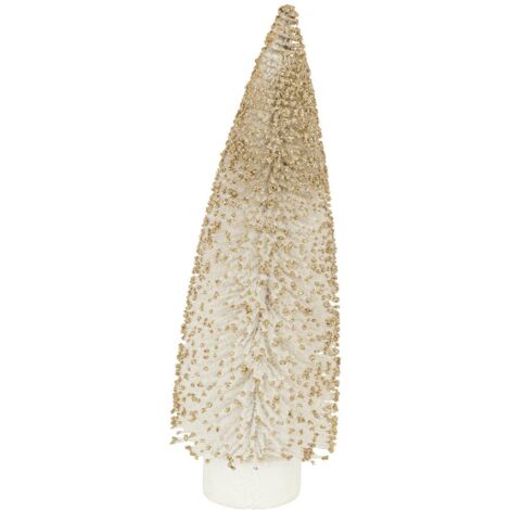 Decoración blanca y dorada para el árbol de Navidad H30cm 10 LED blancos cálidos a pilas - Feeric lights & christmas