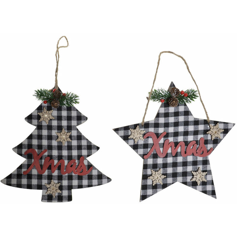 

Decoración Colgante DKD Home Decor Navidad Blanco Negro Madera (2 pcs) (26 x 0.5 x 26 cm) (23 x 0.5 x 25 cm)