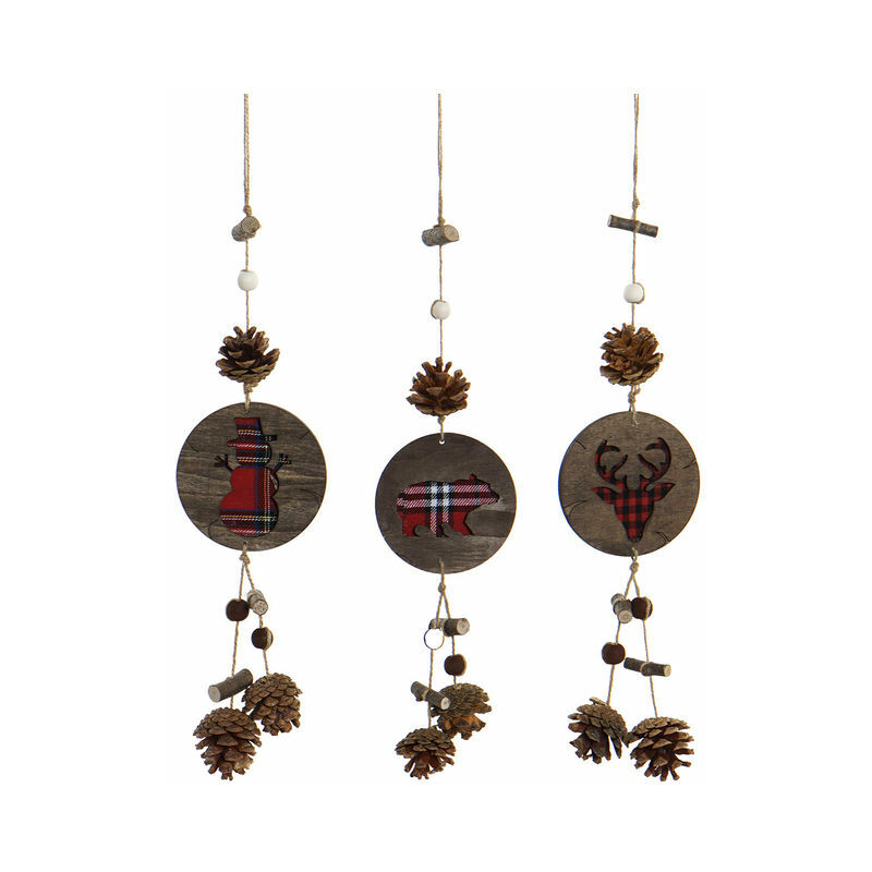 

Decoración Colgante DKD Home Decor Navidad Rojo Pino (3 pcs) (10 x 3.5 x 48 cm)
