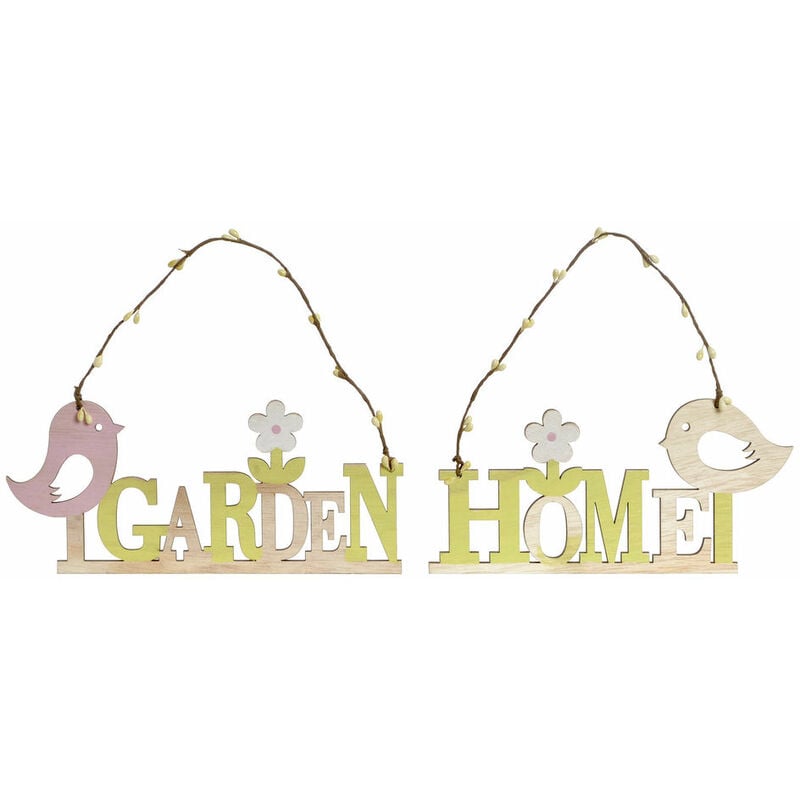 

Decoración Colgante DKD Home Decor Verde Rosa Madera (2 pcs) (23 x 0.5 x 19 cm)