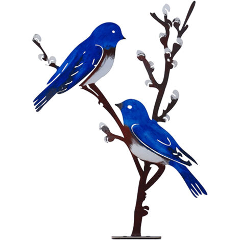 Decoración colgante y creativa para jardín, hecha de hierro forjado a mano: silueta de pájaro con motivo animal para jardín, decoración de paredes y manualidades.