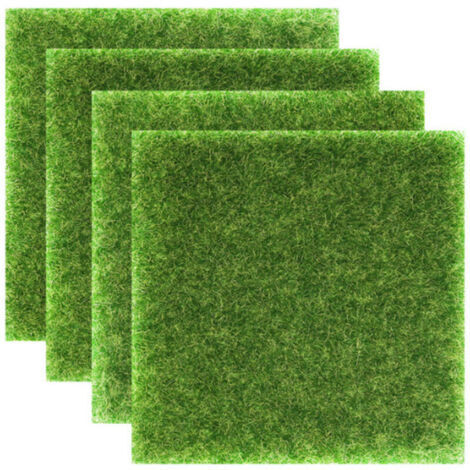 Decoración de 4 piezas de espuma con efecto de césped exterior simulado, verde artificial sintético para mini casas de jardín, artículos de decoración en miniatura.