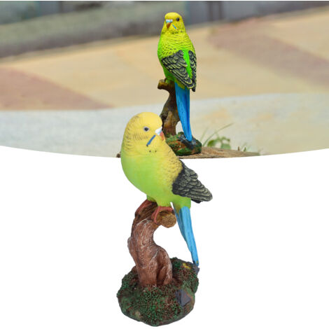 Decoración de bonsái, modelo de pájaro pequeño, adorno de loro, resina amarilla, regalo