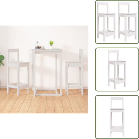 Decoración de casa - vidaXL Taburetes altos 2 uds madera maciza pino blanco 40x41,5x112 cm - Muebles de madera