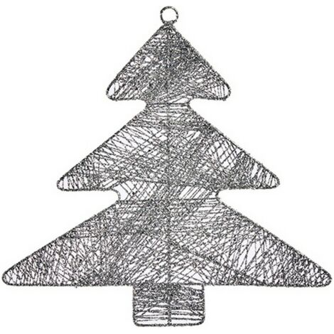Decoración de fiesta - Árbol de Navidad - Plateado - Metal y Plástico - 36,7 x 0,2 x 37,5 cm