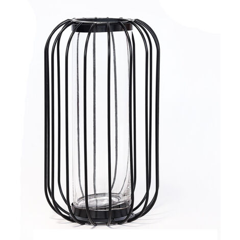 Decoración de habitación – Jarrón dorado de metal y cristal – 21 x 12 x 12 cm – 1 pieza – Minimalista