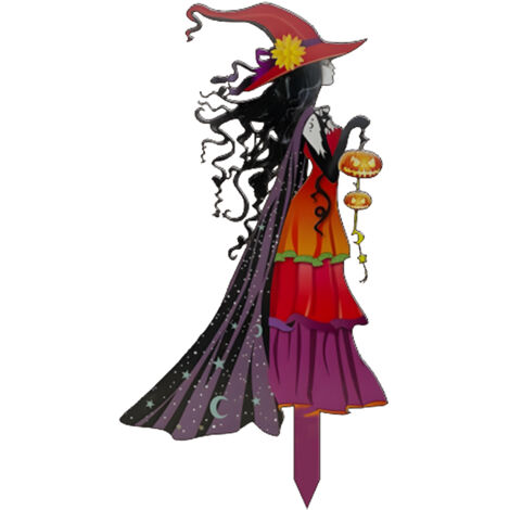 [Decoración de Halloween] Bruja de metal para jardín y patio (39x23cm)