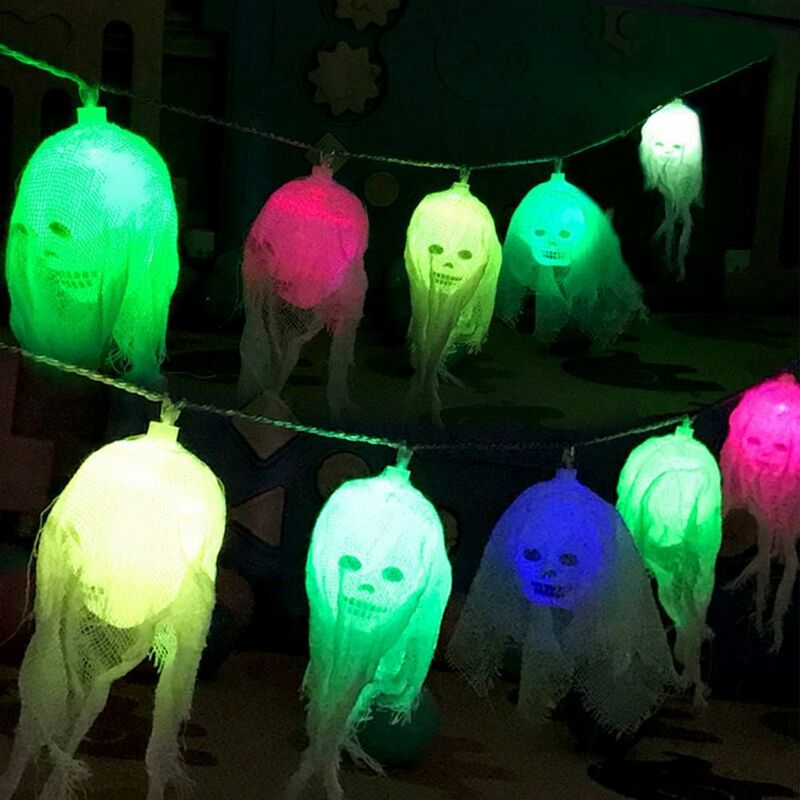 

Decoración de Halloween, Luces de Hadas de Halloween Decoración 10 Luz Decorativa LED Esqueleto Cráneo Horror Atmósfera Luz para Bar, Fiesta,