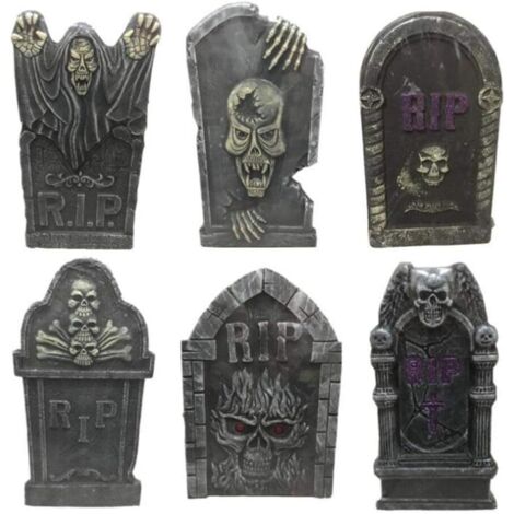 Decoración de Halloween: Mini lápida de espuma de 40 cm, tumba falsa para casa embrujada, jardín interior, broma de terror
