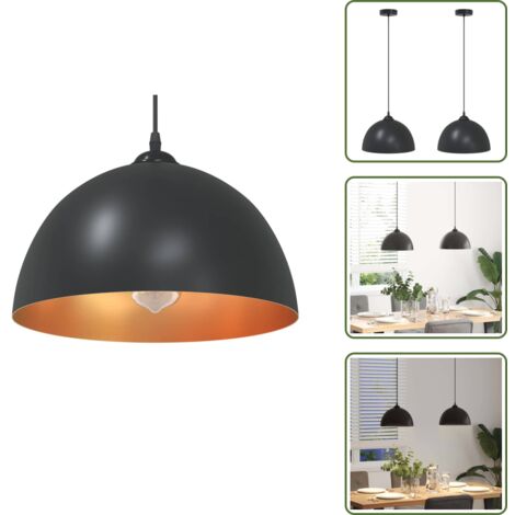 Decoración de hogar - vidaXL Lámparas colgantes 2 uds regulable en altura E27 negro Ø 30 cm - Iluminación moderna