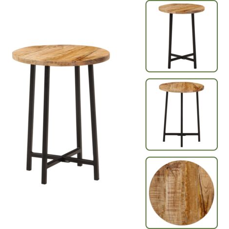 Decoración de hogar - vidaXL Mesa de centro hierro y madera maciza de mango 35x35x45 cm - Mesa de centro de madera