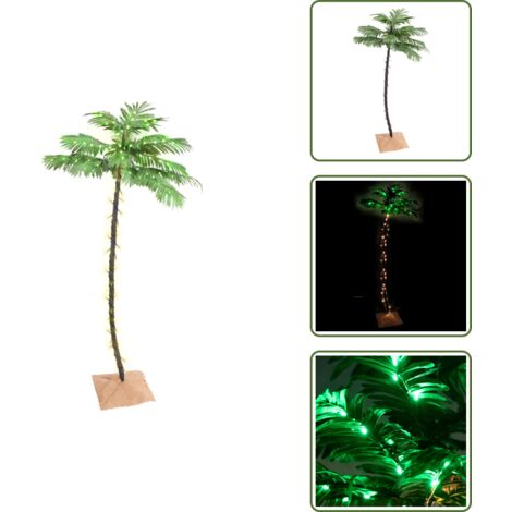 Decoración de interiores - vidaXL Palmera artificial con 96 LED blanco cálido 180 cm - Luces LED