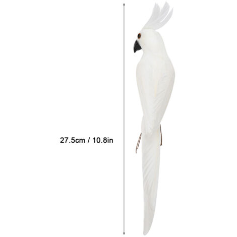 Decoración de jardín [loro de espuma] [decoración de ave artificial] 27,5 cm, blanco, 14 g, encanto de pluma, adorno natural, hogar, parque, horneado