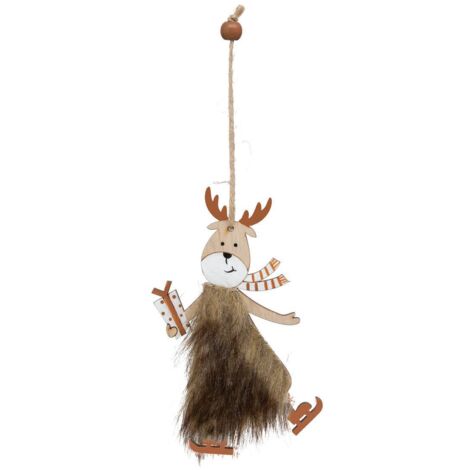 Decoración de madera para el árbol de Navidad patín de piel de reno 13cm - Atmosphera créateur d'intérieur