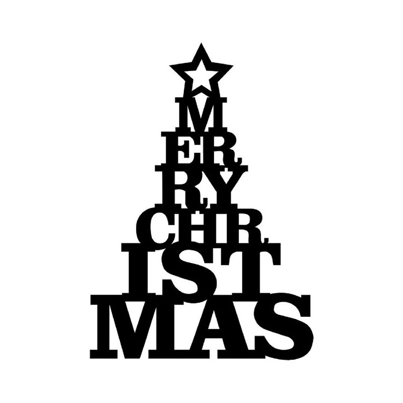 Decoración de Pared de Metal Feliz Navidad 3, Metal, Negro, 71x1,5x101 cm