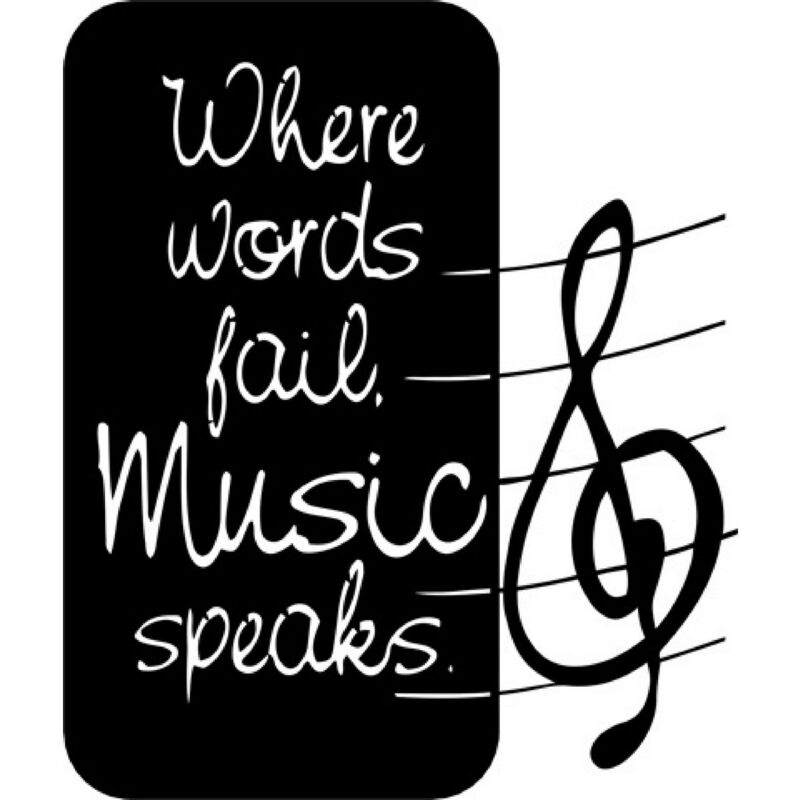 Decoración de Metal Music Speaks, Metal, Negro, 72x1,5x85 cm