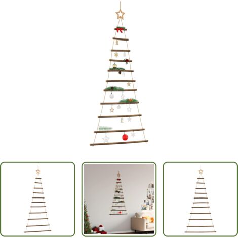 Decoración de Navidad -  Árbol de Navidad colgante con estrella en la punta, 74 x 150 cm, rama natural