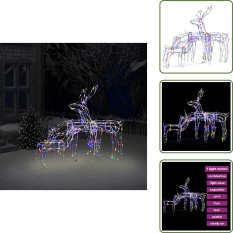 Decoración de Navidad - vidaXL Renos de Navidad de luces 229 LEDs 3 piezas - Luces de Navidad