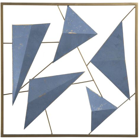 Decoración de pared 3D geométrica azul y dorado arte de pared de metal estilo costero moderno Zinc