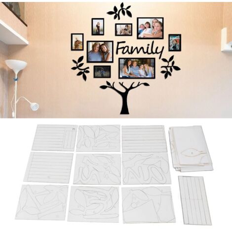 Decoración de pared [Adhesivo de árbol fotográfico 3D] [Acrílico] [117x119cm Negro Mediano]