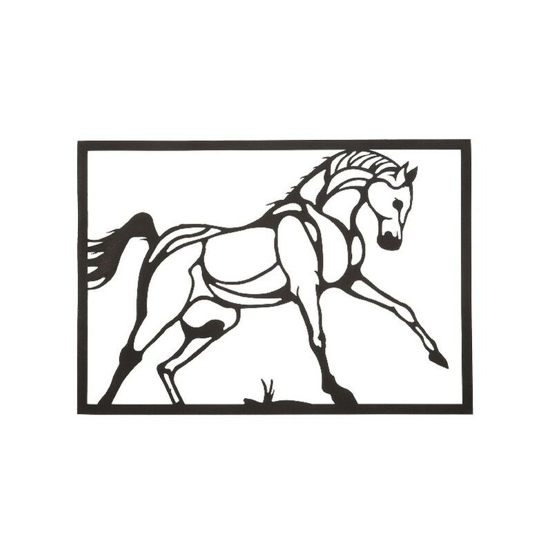 

Decoracion de Pared Caballo - Arte de Pared - Animal - para Salon, Dormitorio - Acero Negro, 50 x 0,15 x 70 cm