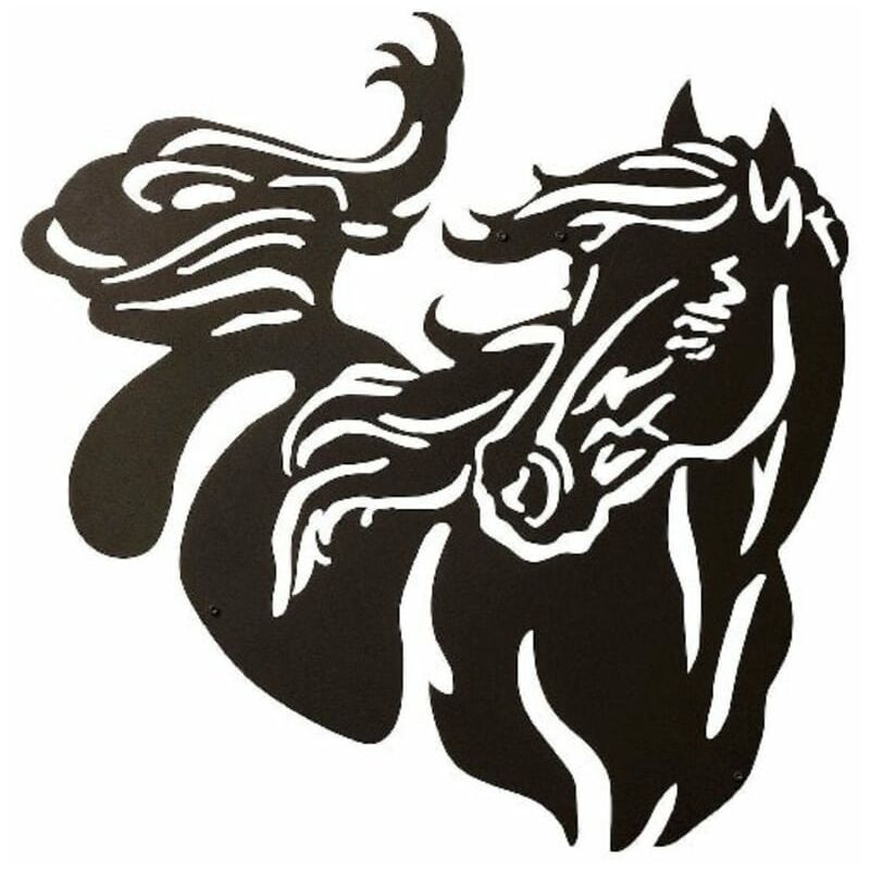 

Adorno de pared Horse acero negro 50x50 cm - Negro - Homemania