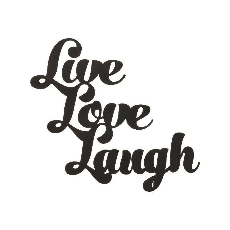 

Decoracion de Pared Cita - Wall Art - Live Love Laugh - para Sala de Estar, Dormitorio - Negro en Acero, 52 x 0,15 x 38 cm