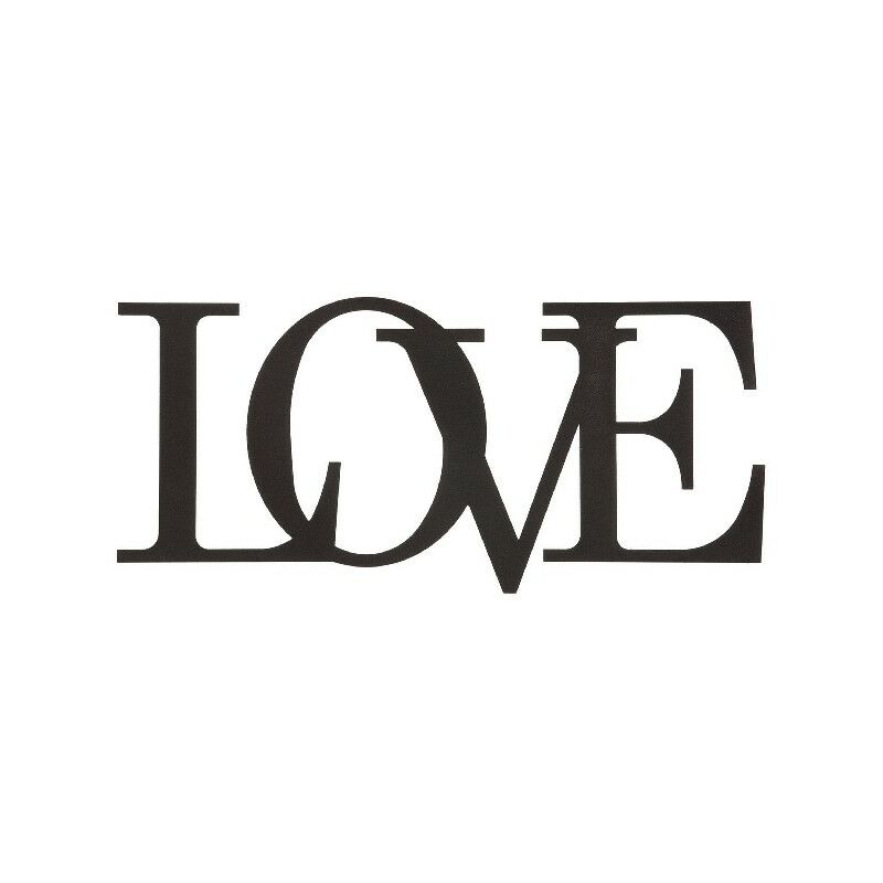 

Decoracion de Pared Cita - Wall Art - Love - para Sala de Estar, Dormitorio - Negro en Acero, 50 x 0,15 x 20 cm