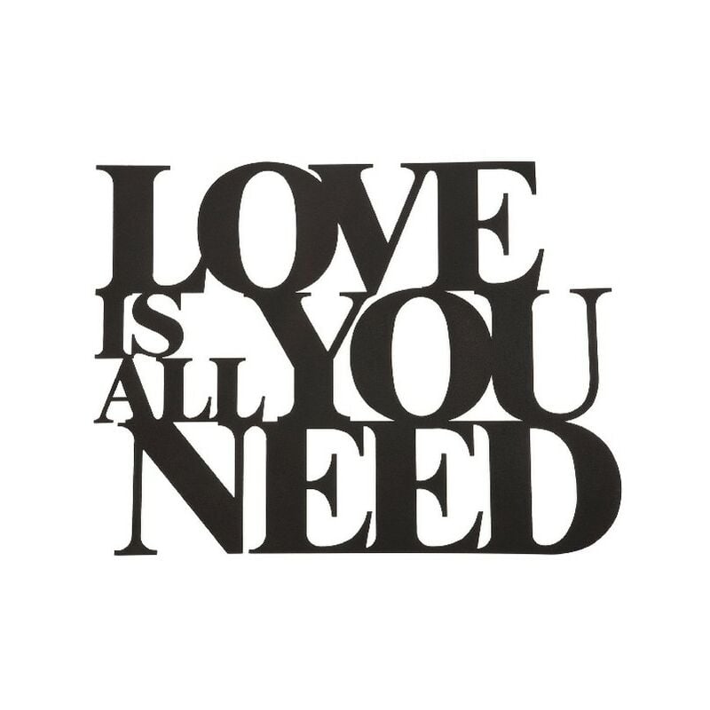 

Decoracion de Pared Cita - Wall Art - Love - para Sala de Estar, Dormitorio - Negro en Acero, 66 x 0,15 x 50 cm