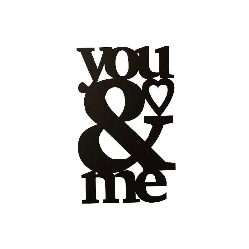 

Decoracion de Pared Cita - Wall Art - You&Me - para Sala de Estar, Dormitorio - Negro en Acero, 29 x 0,15 x 49 cm