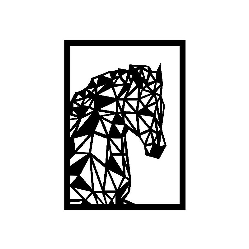 

Decoracion de pared con caballos - Animales - Arte de pared - de Salon, Dormitorio - Negro en Metal, 37 x 0,15 x 52 cm,