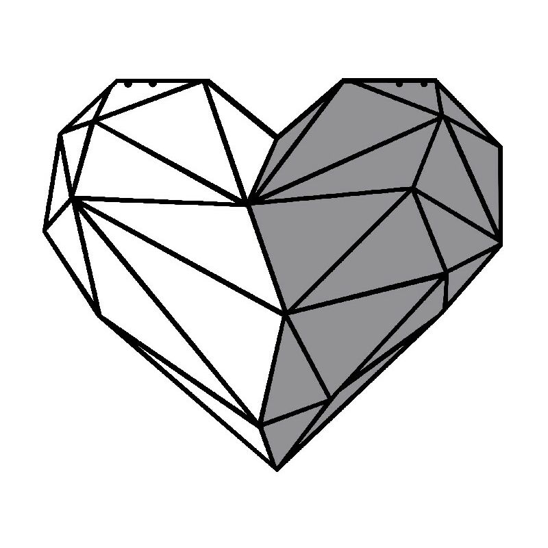 

Decoracion de pared con forma de corazon - Dia de San Valentin - Arte de pared - de Salon, Dormitorio - Gris en Metal, 45 x 0,15 x 40 cm,