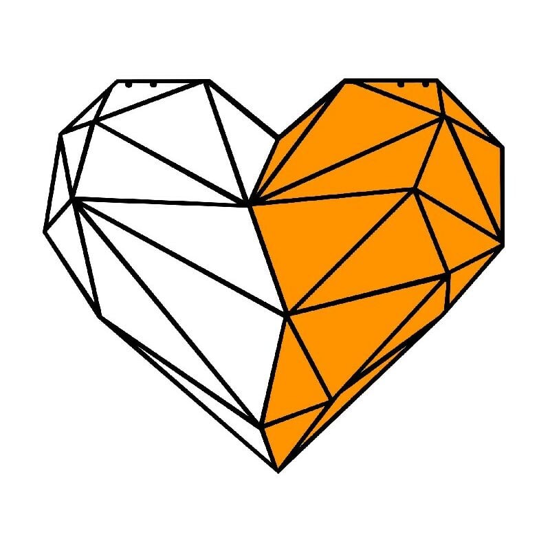 

Decoracion de pared con forma de corazon - Dia de San Valentin - Arte de pared - de Salon, Dormitorio - Naranja en Metal, 45 x 0,15 x 40 cm,