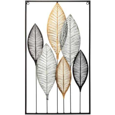 Decoración de pared con forma de hoja metálica, 37x65cm