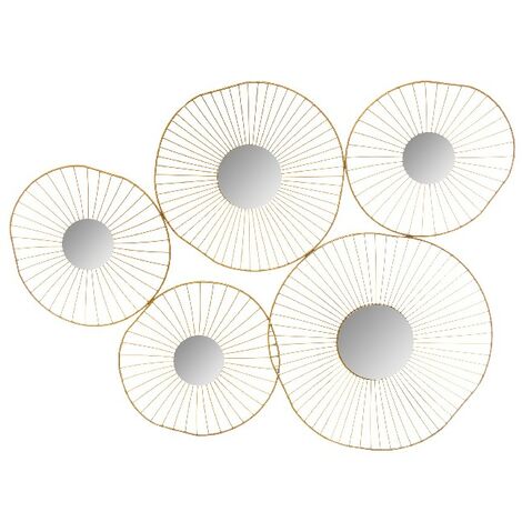 Decoracion de pared con formas - Arte de pared - para dormitorios, sala de estar -Oro, Cromo en Metal, vidrio, 78 x 4 x 58 cm